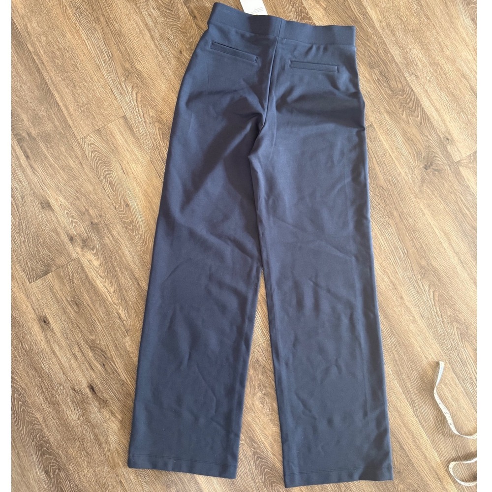 Quince Ultra-Stretch Ponte Wide Leg Pants Navy Blue High Rise Trousers Small - Picture 7 of 7
